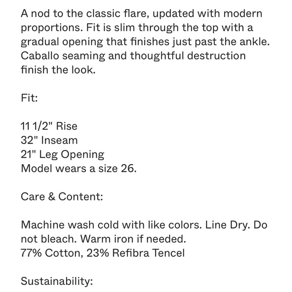 LIKE NEW Etica Sasha Modern Flare Jeans, Size 26 - Picture 4 of 12